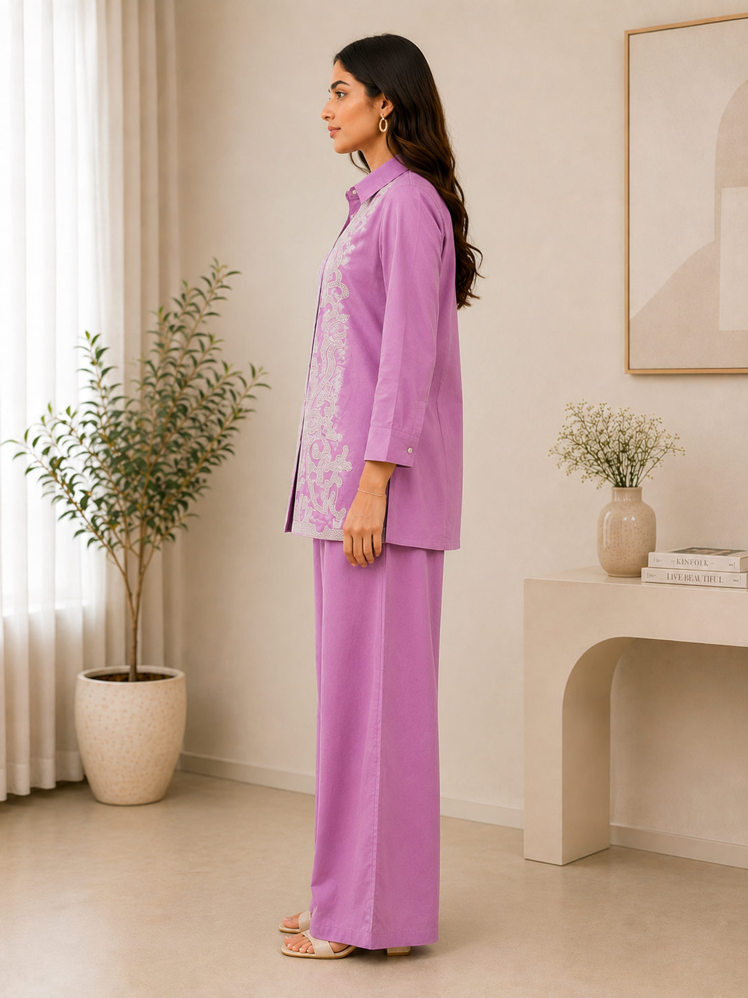 Amisha Pink Embroidery Co-ord set