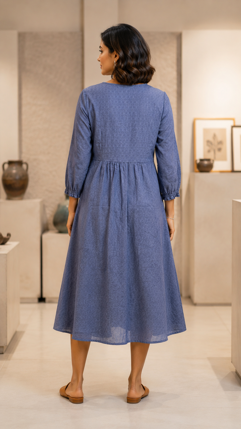 Kiara Blue Embroidery Dress