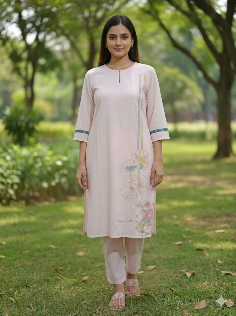 Harry Pink Embroidey Kurta Set