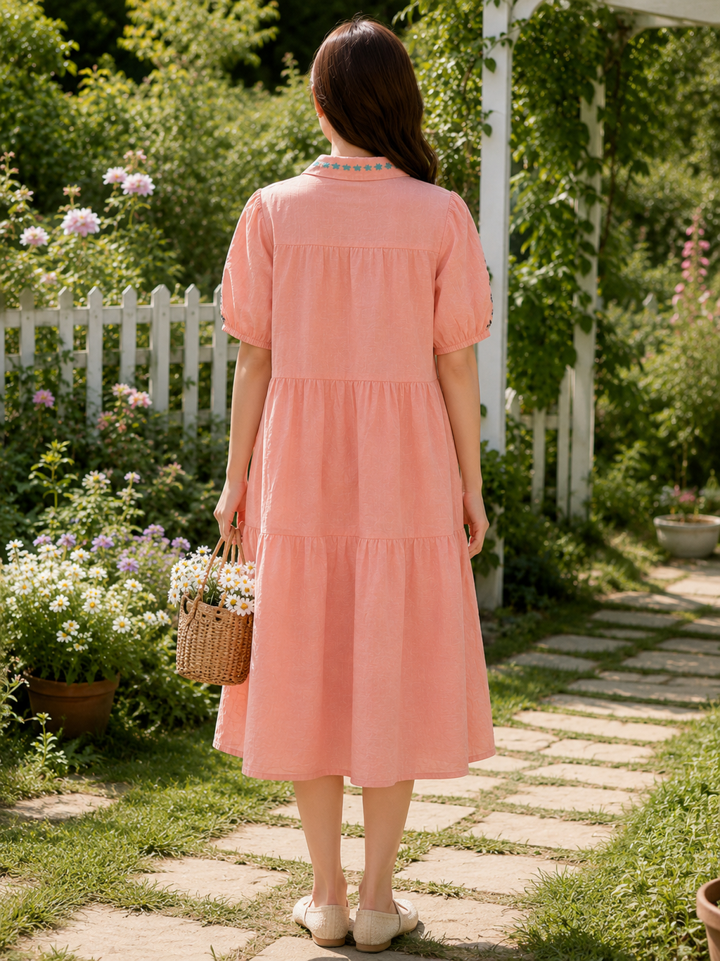 Alex Pink Embroidery Dress