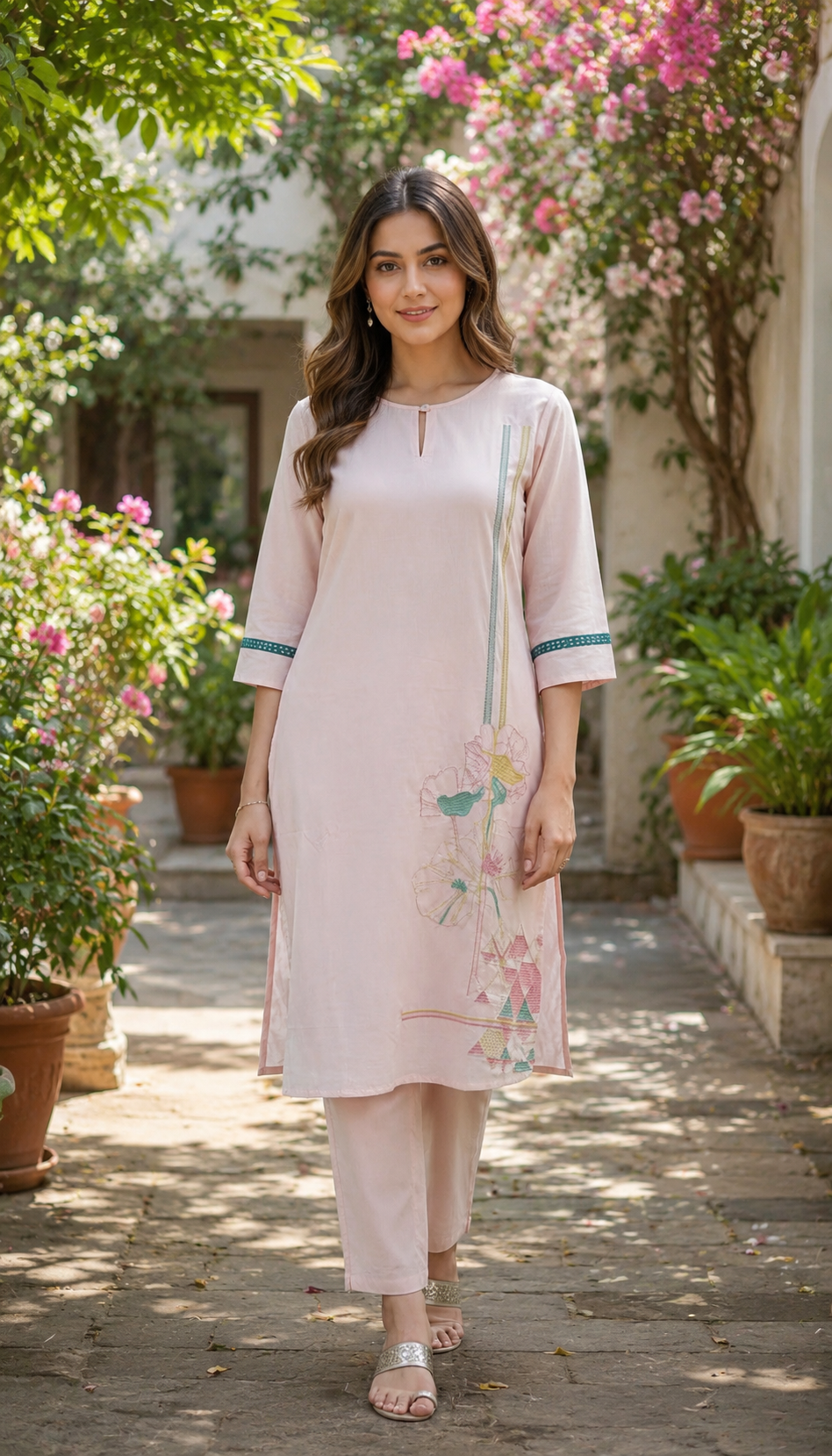 Harry Pink Embroidey Kurta Set