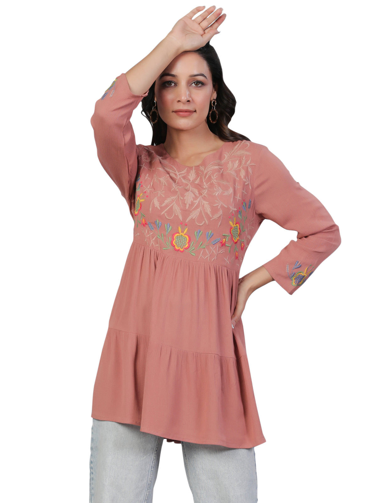 Alani  rust embroidery top