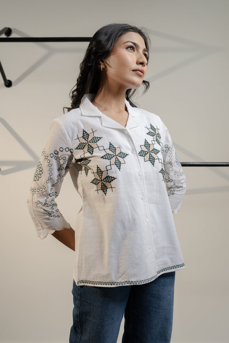 Nagma embroidery white top