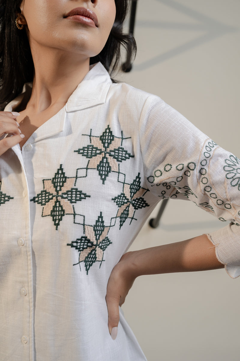 Nagma embroidery white top