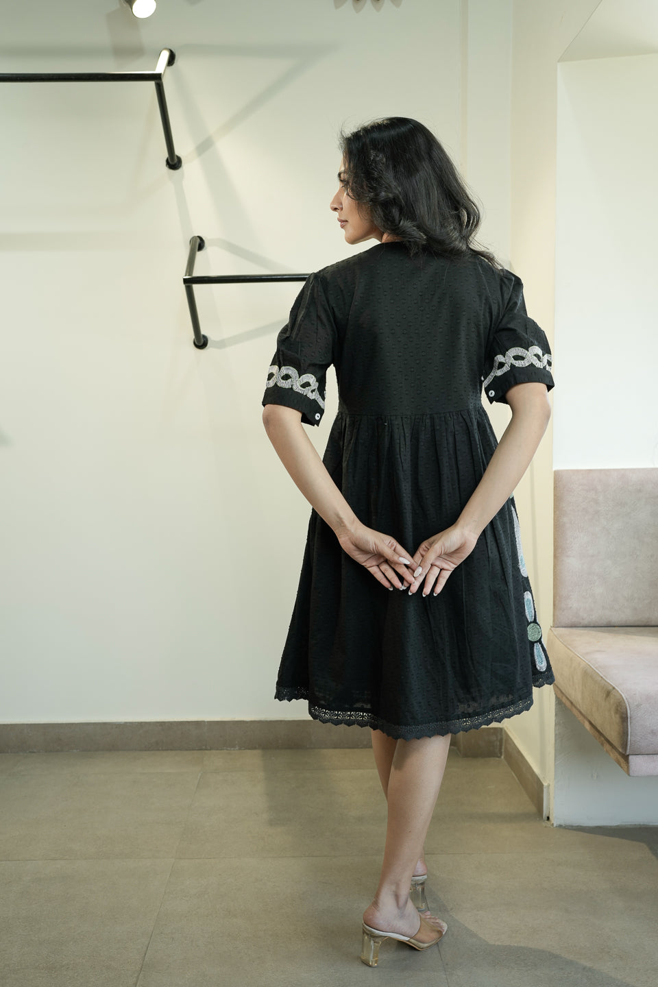 Bamboo Black Embroidery Dress