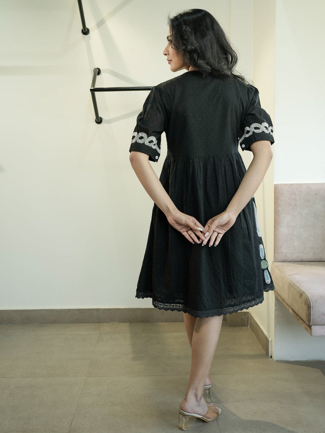 Bamboo Black Embroidery Dress