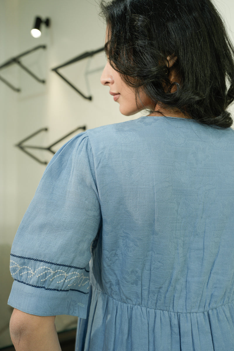 Voilet blue embroidery dress