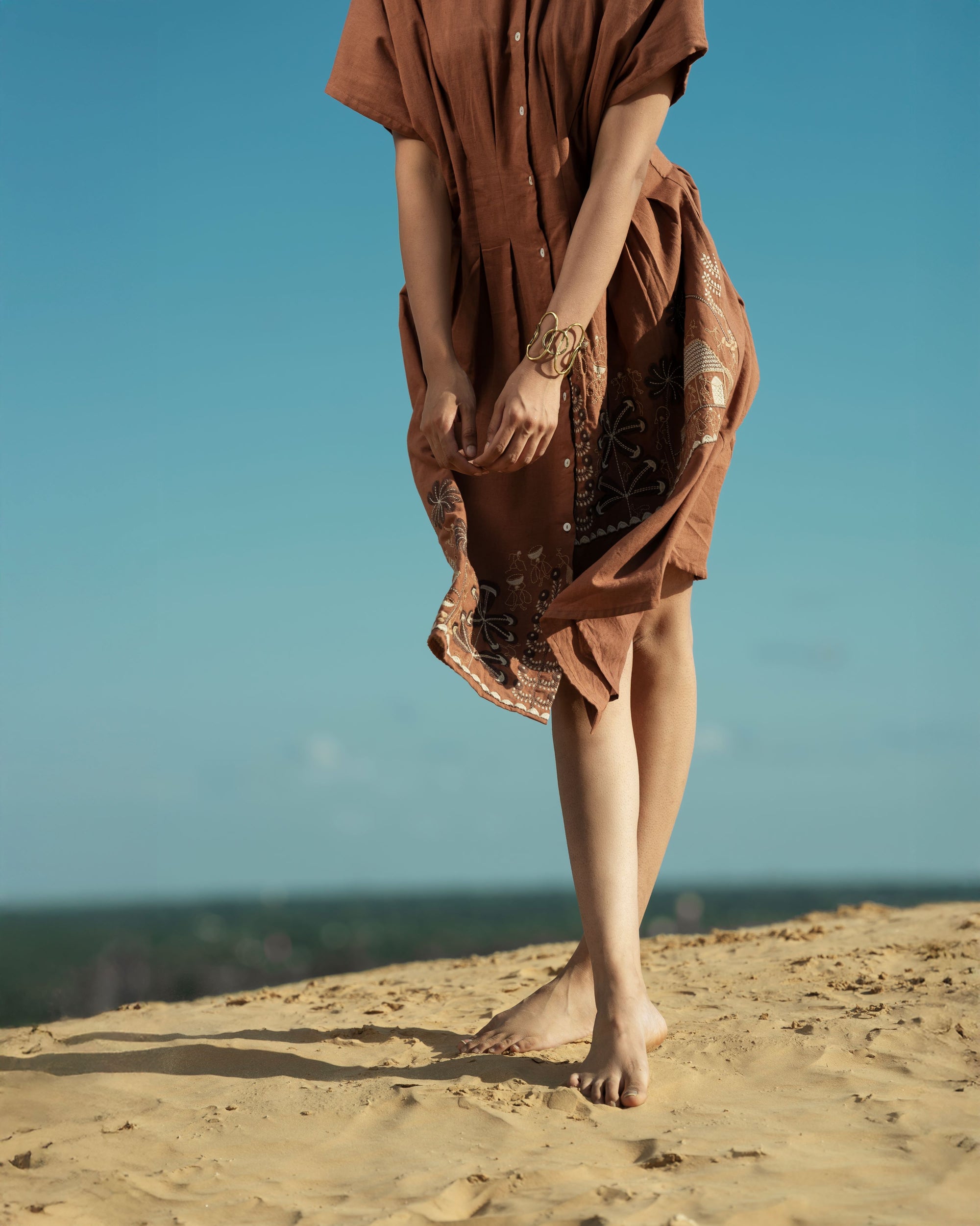 Strip Embroidery Dress