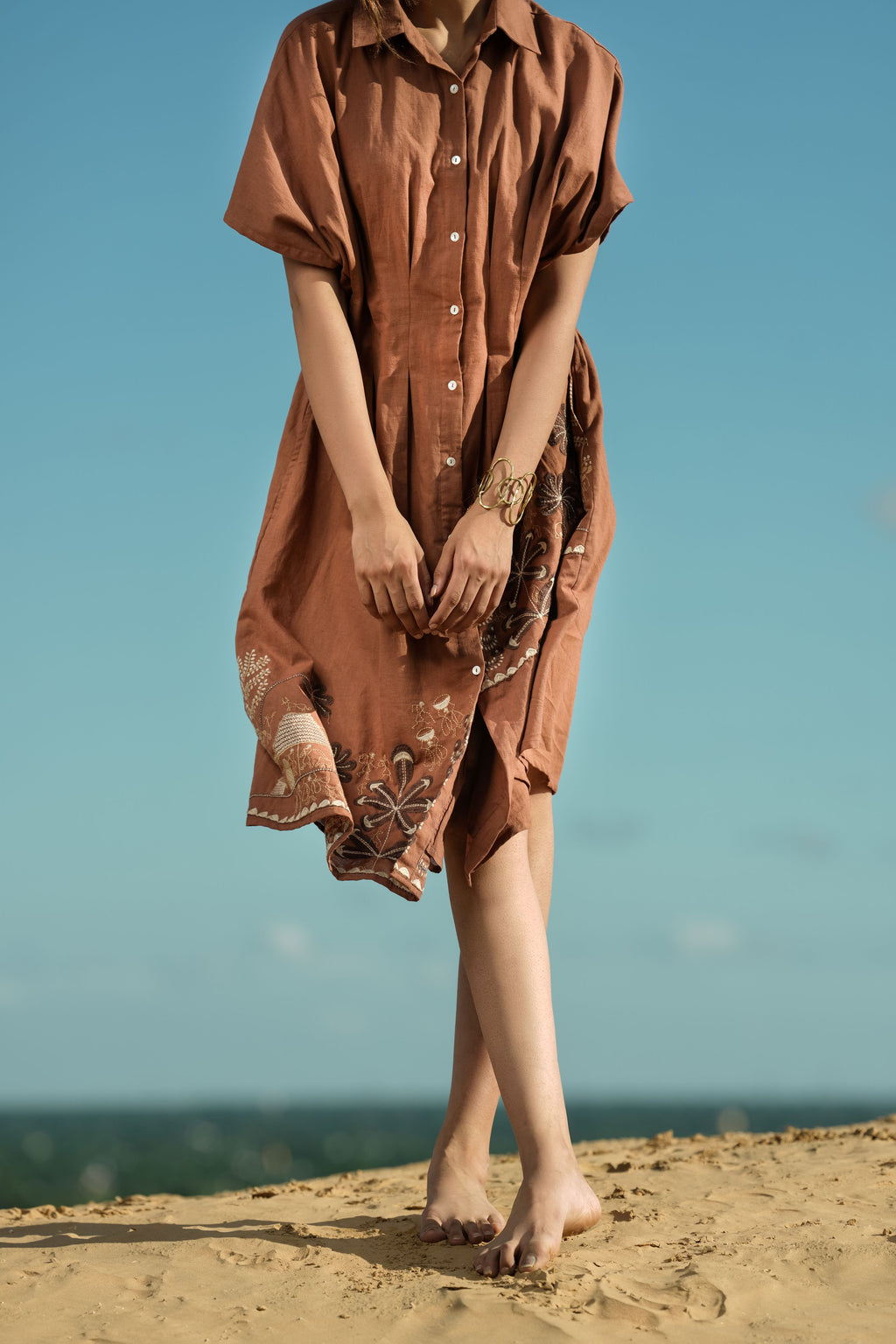 Strip Embroidery Dress