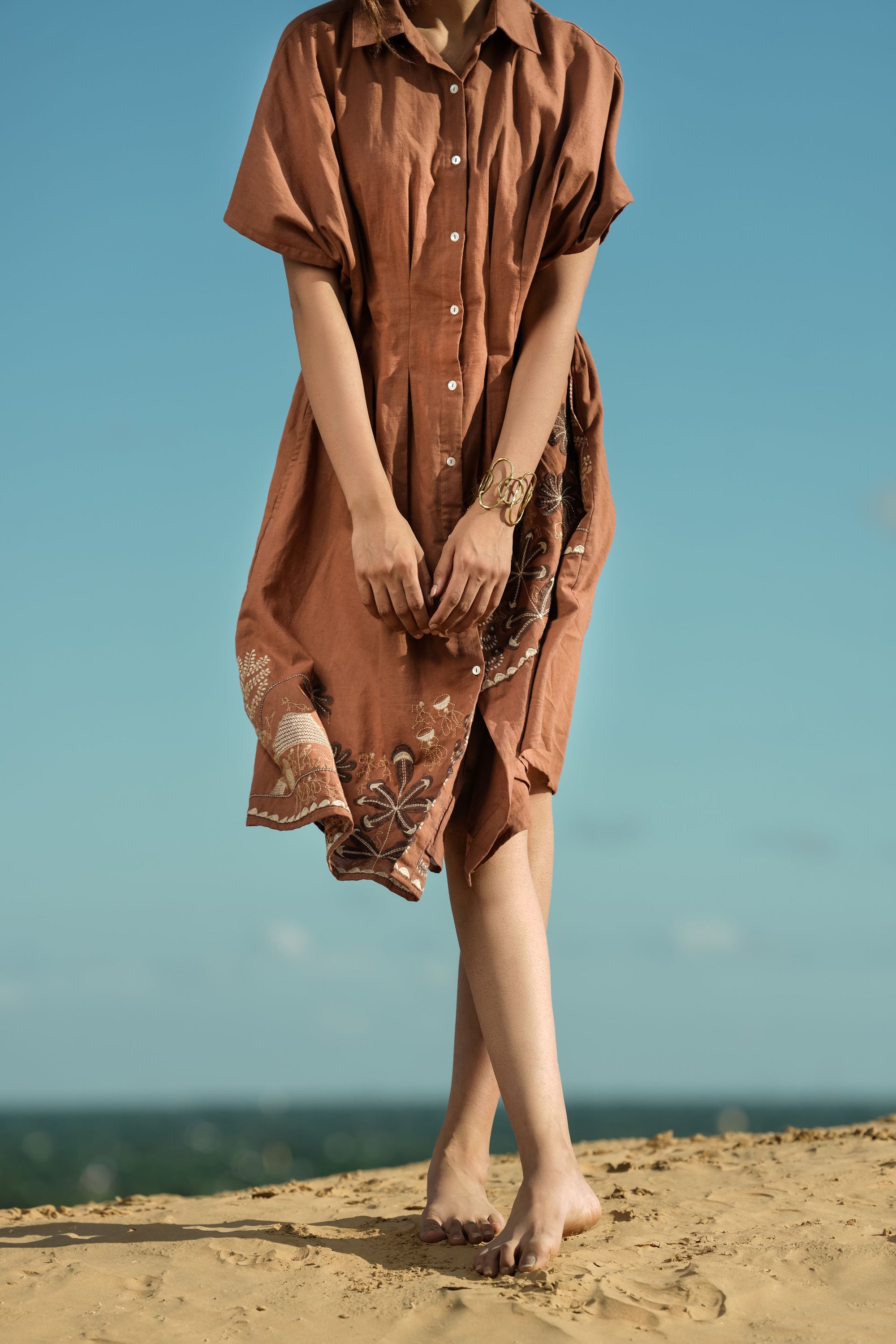 Strip Embroidery Dress