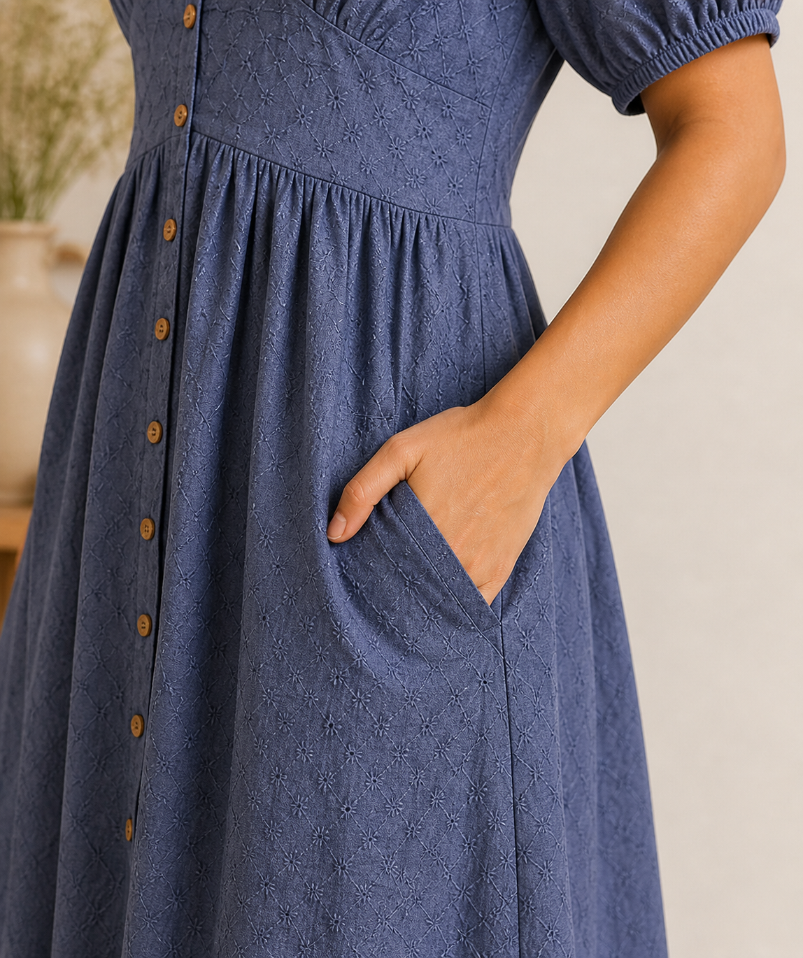 Ps-07 Blue Embroidery Dress