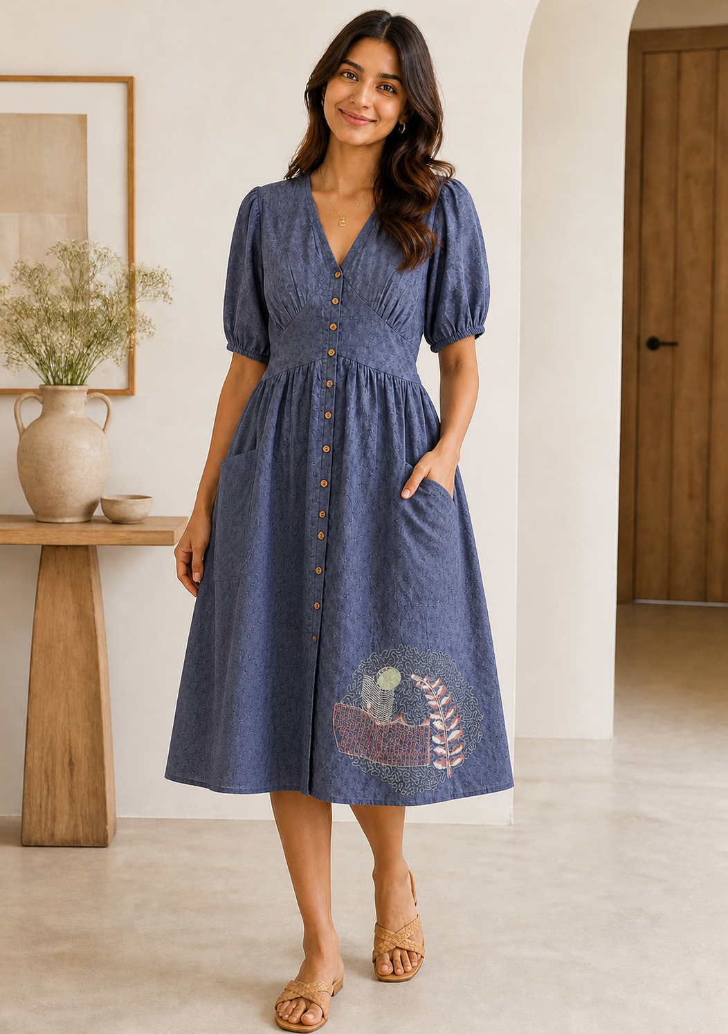 Ps-07 Blue Embroidery Dress