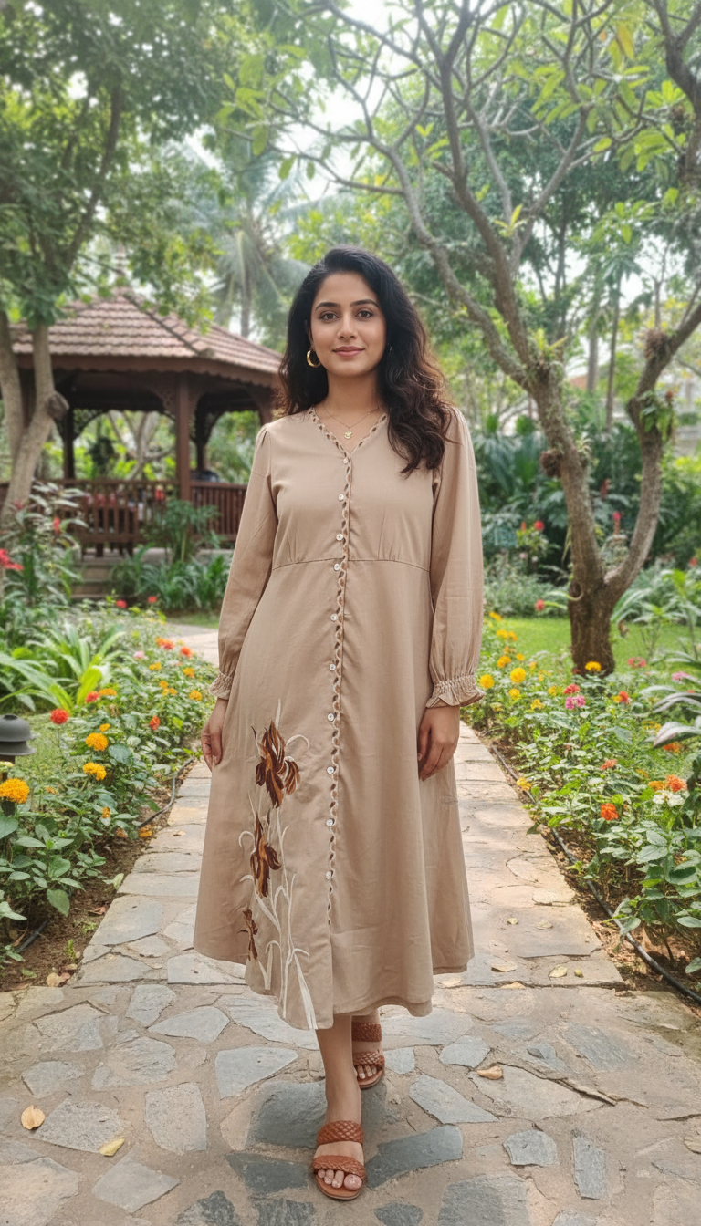 Lilibet Beige Embroidery Dress