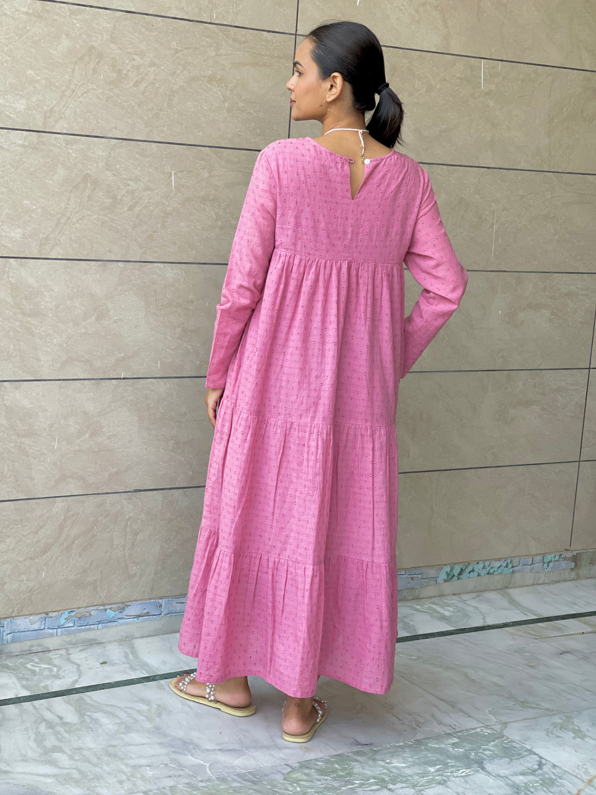 Sija pink hand embroidered Dress