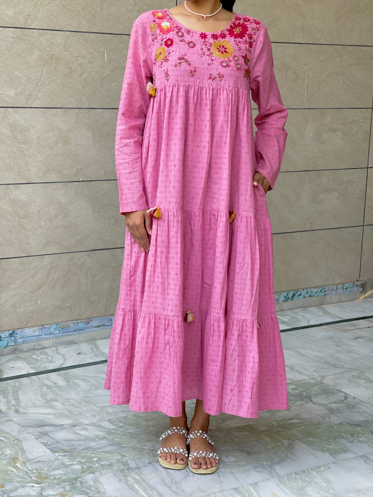 Sija pink hand embroidered Dress