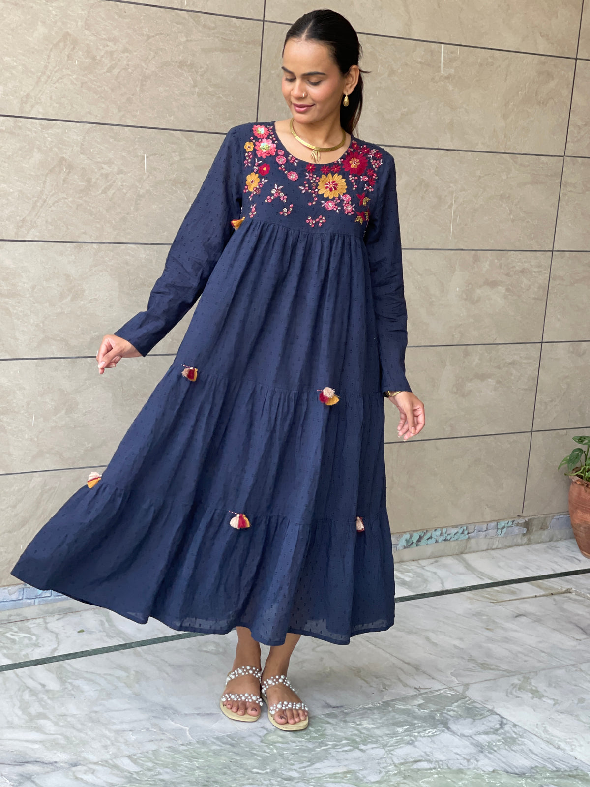 Sija blue hand embroidered Dress