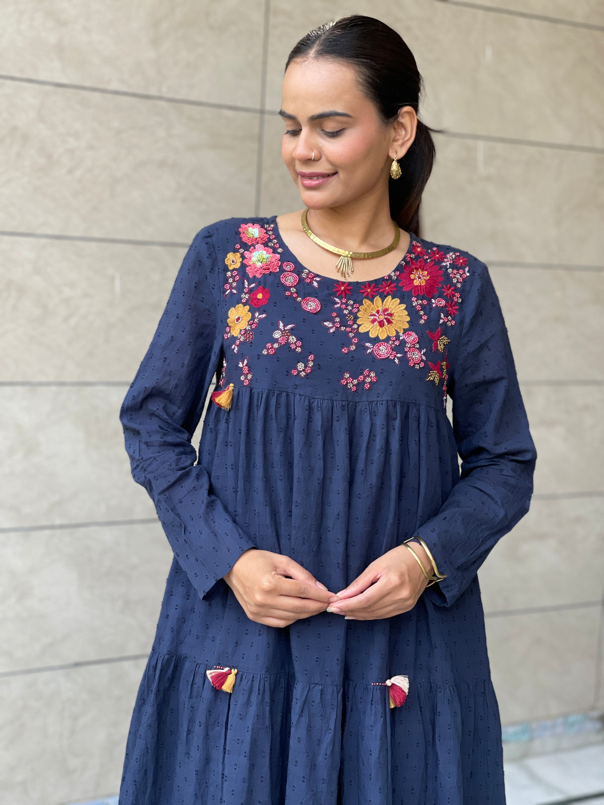 Sija blue hand embroidered Dress