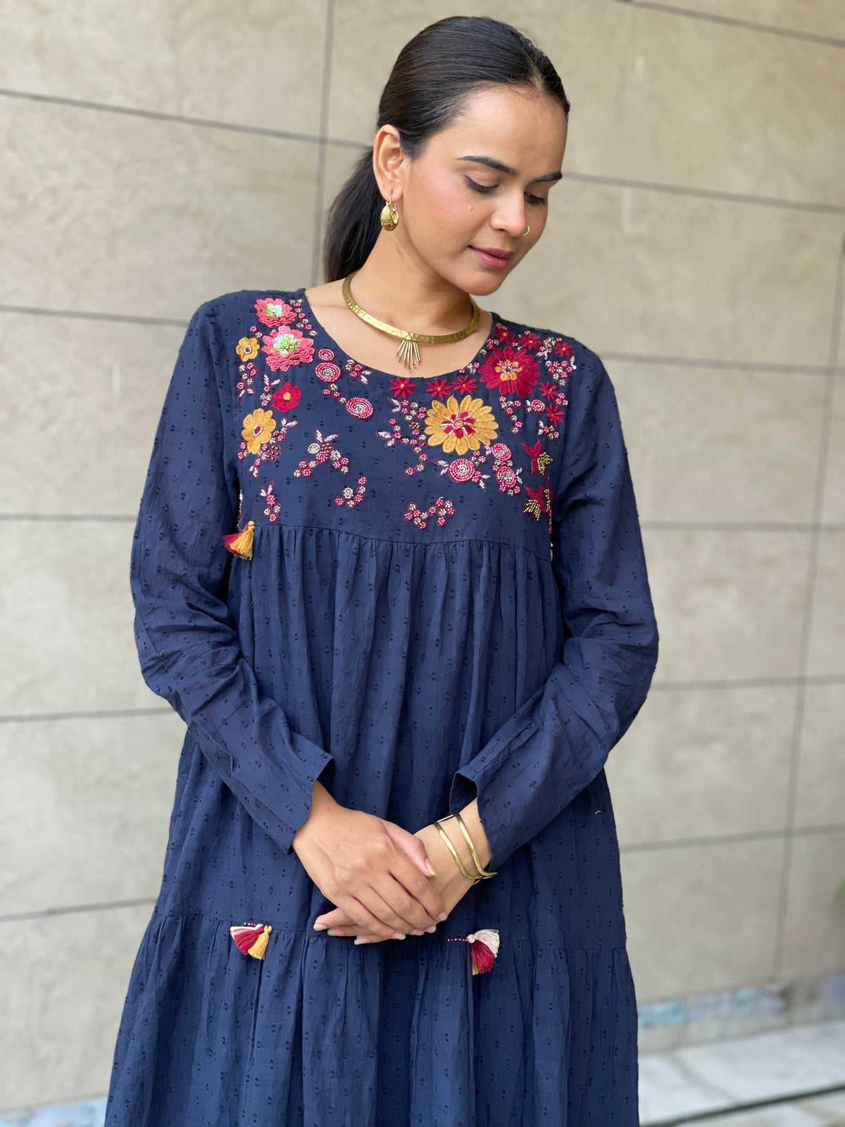 Sija blue hand embroidered Dress