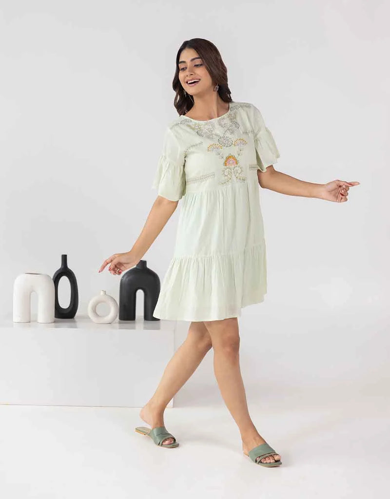 Litty green embroidery dress