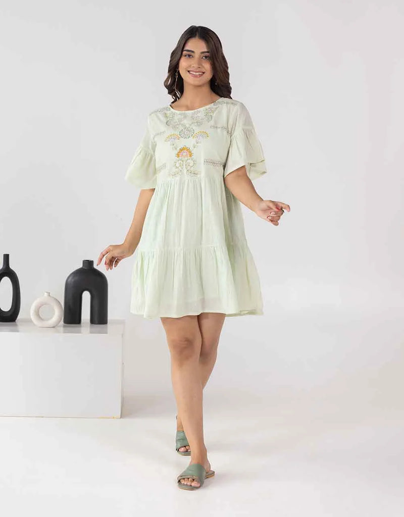 Litty green embroidery dress