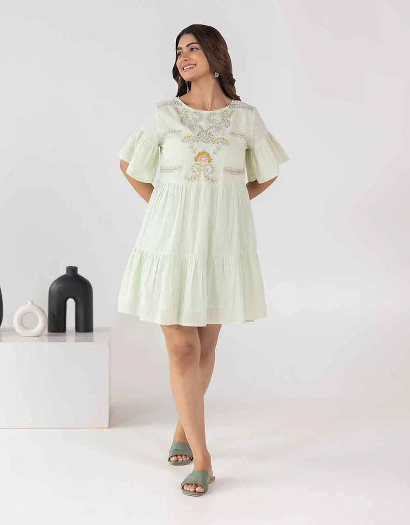 Litty green embroidery dress