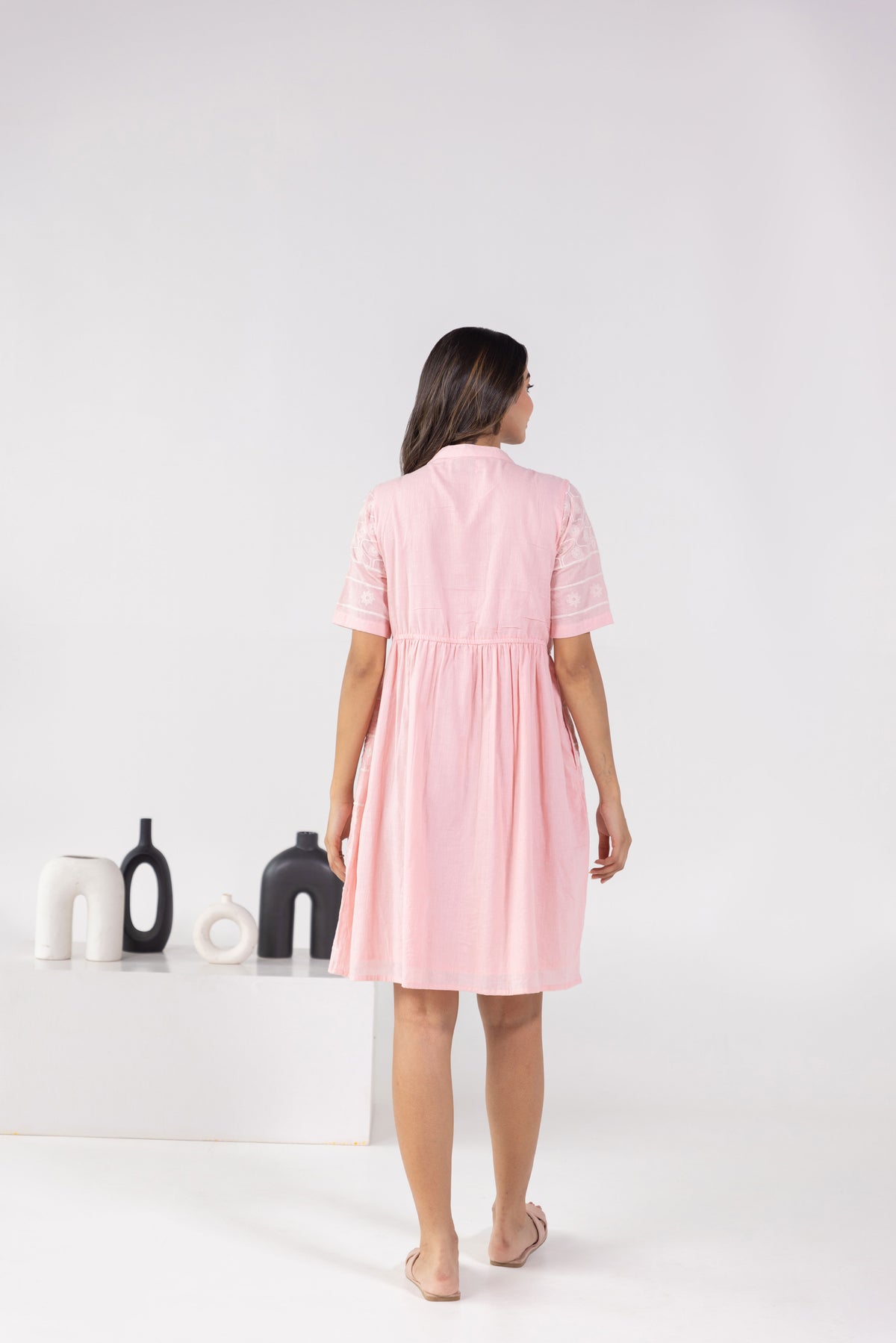 Reme pink embroidered dress