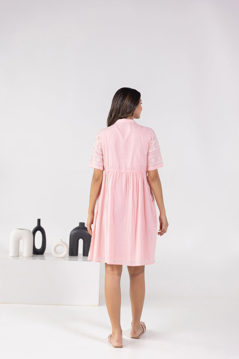 Reme pink embroidered dress