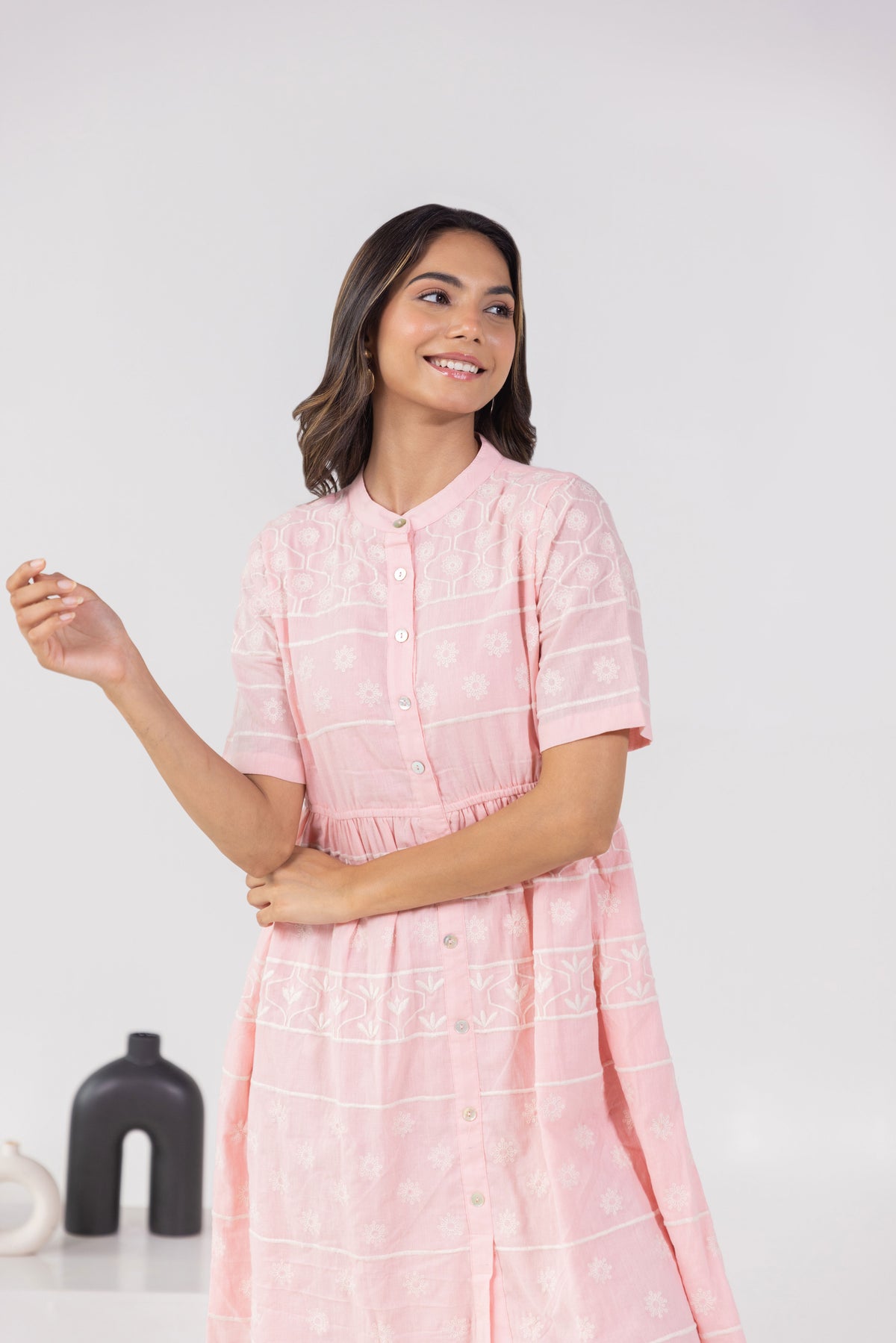 Reme pink embroidered dress