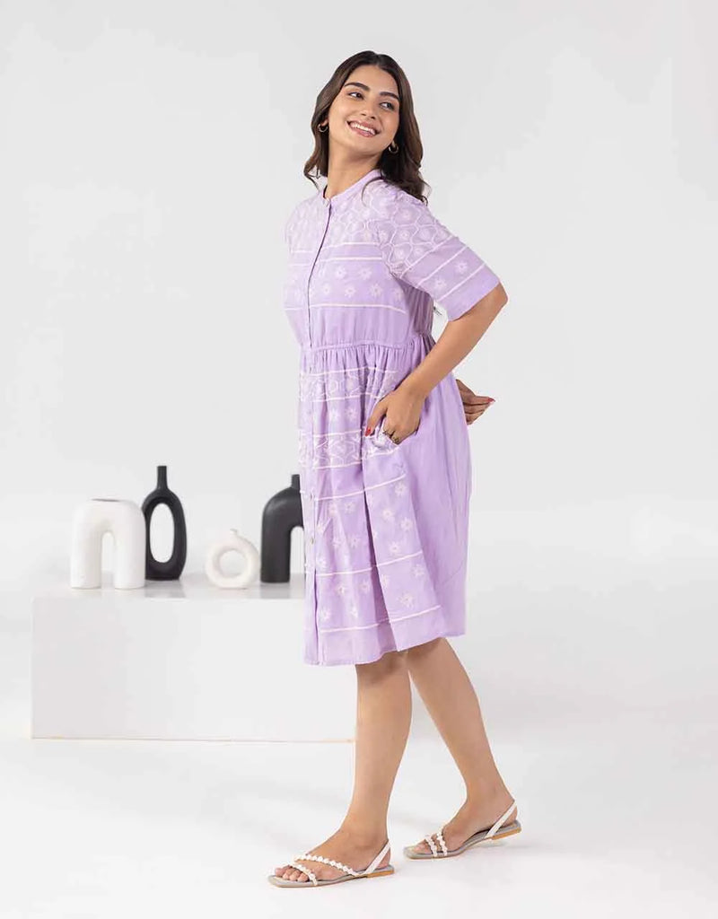 Reme purple embroidered dress