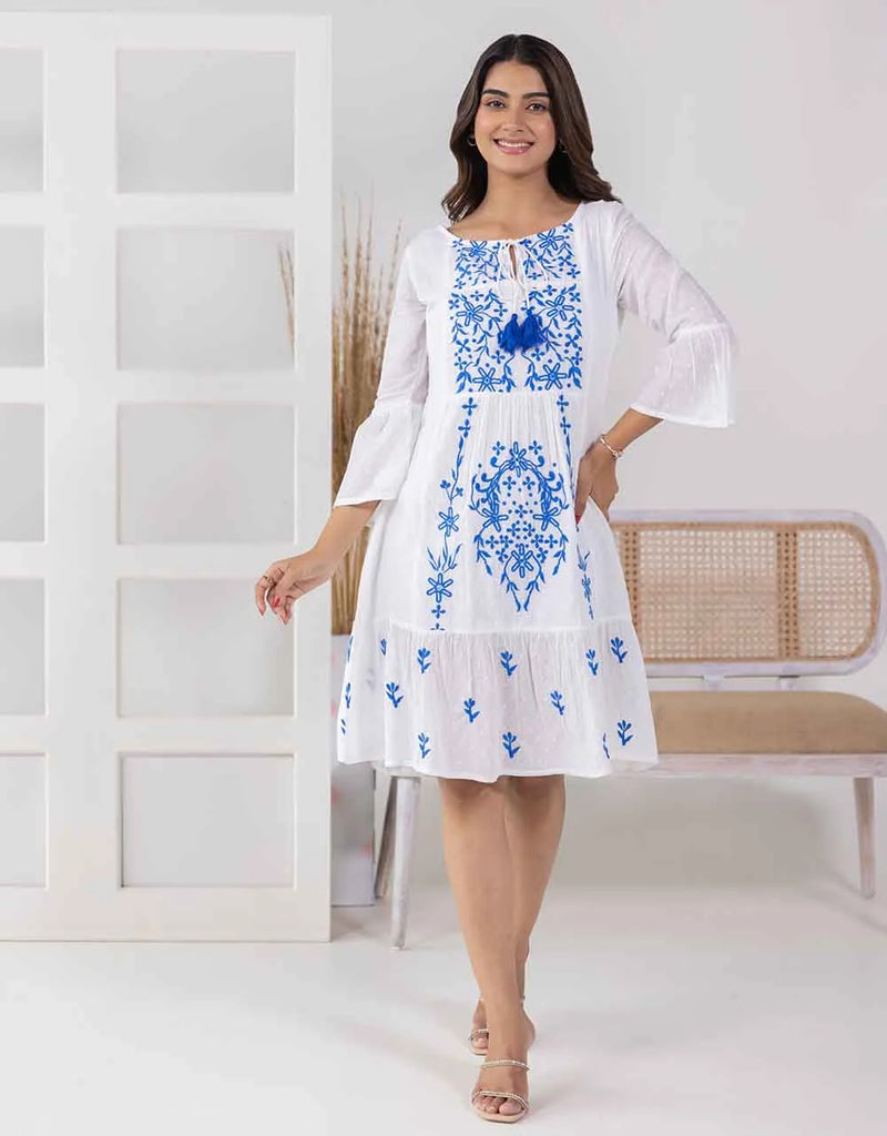 Pani blue embroidery dress