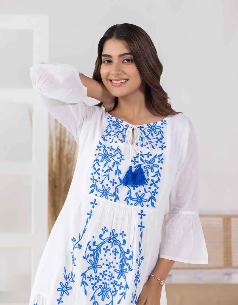 Pani blue embroidery dress