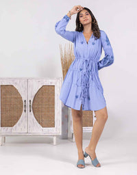 Pegasus blue embroidered dress