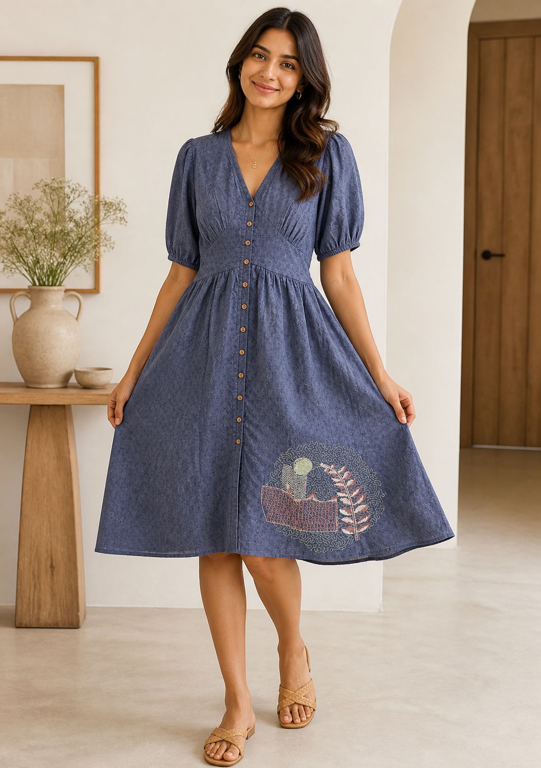 Ps-07 Blue Embroidery Dress