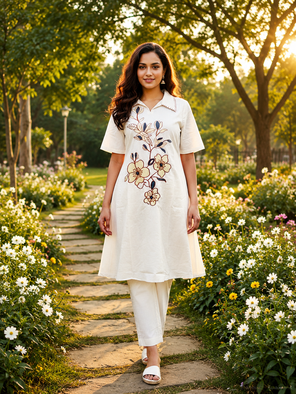 Charm White Embroidery Kurta Set
