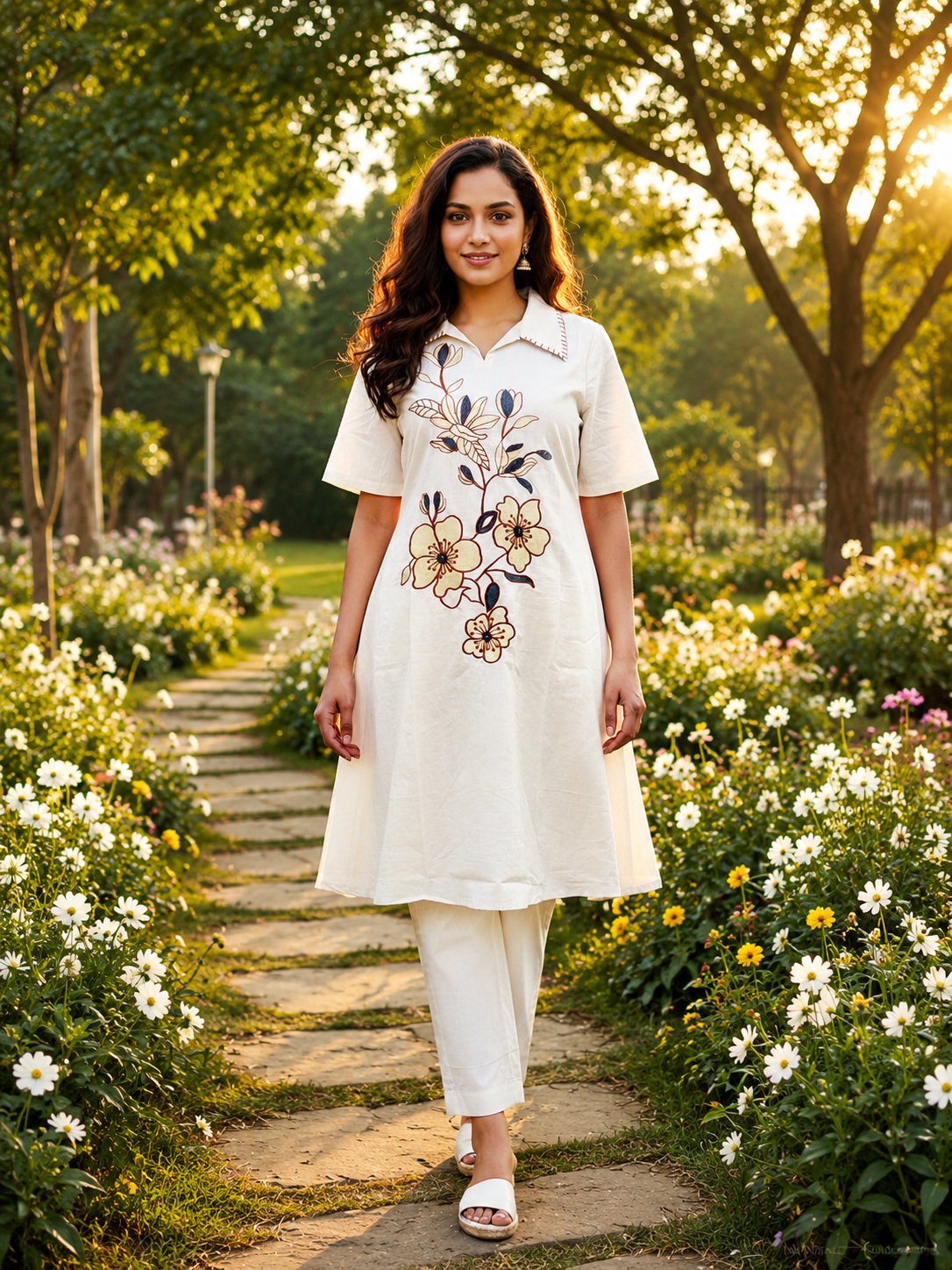 Charm White Embroidery Kurta Set