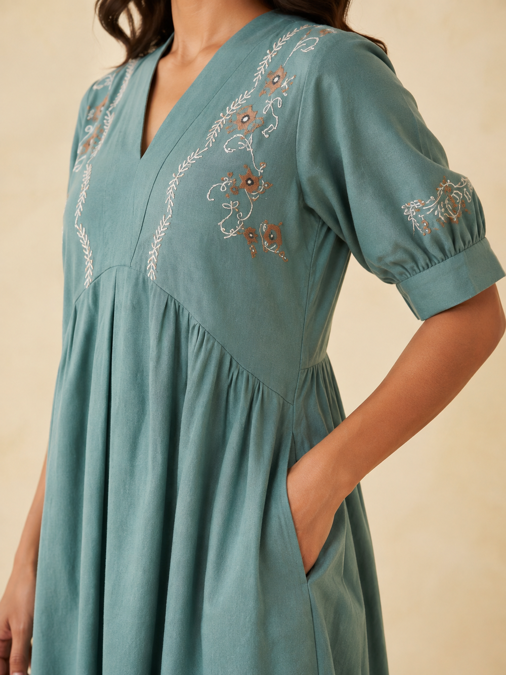 Kiwi Embroidery Dress