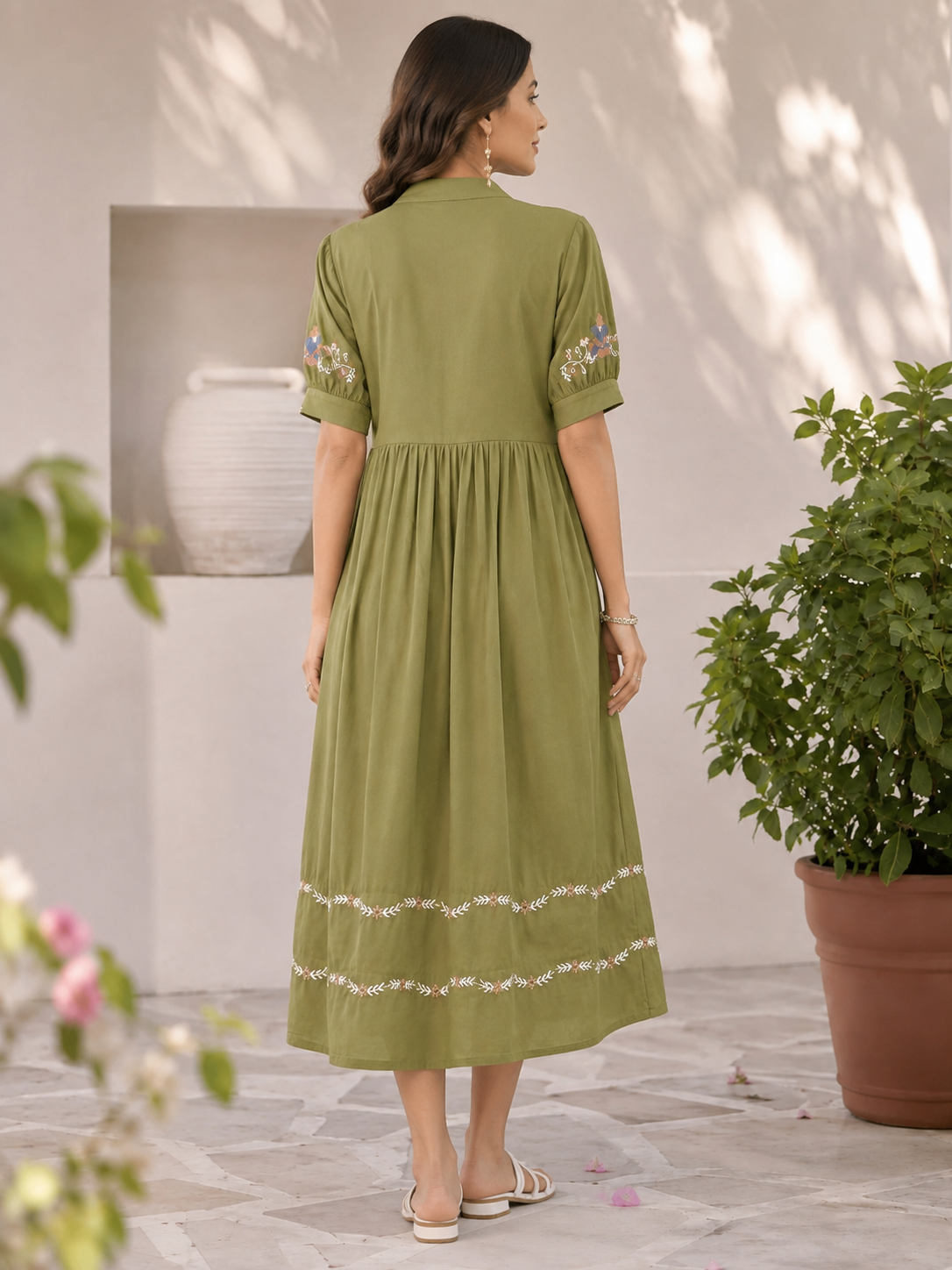 Kiwi Embroidery dress