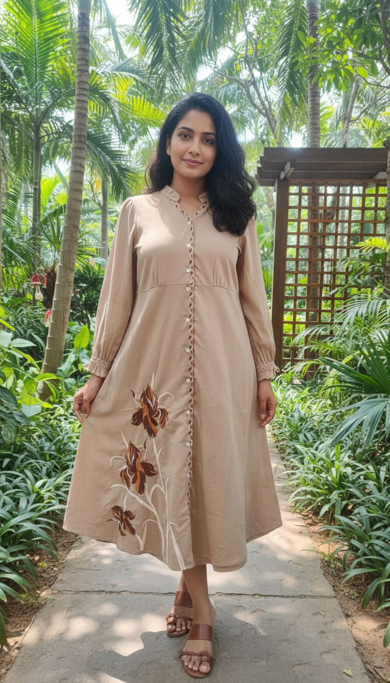 Lilibet Beige Embroidery Dress
