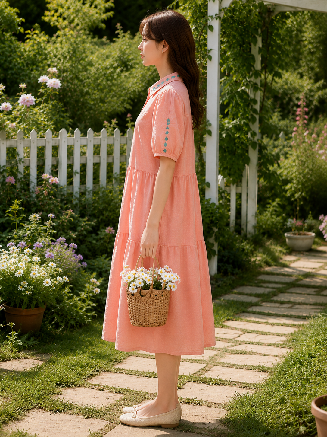 Alex Pink Embroidery Dress