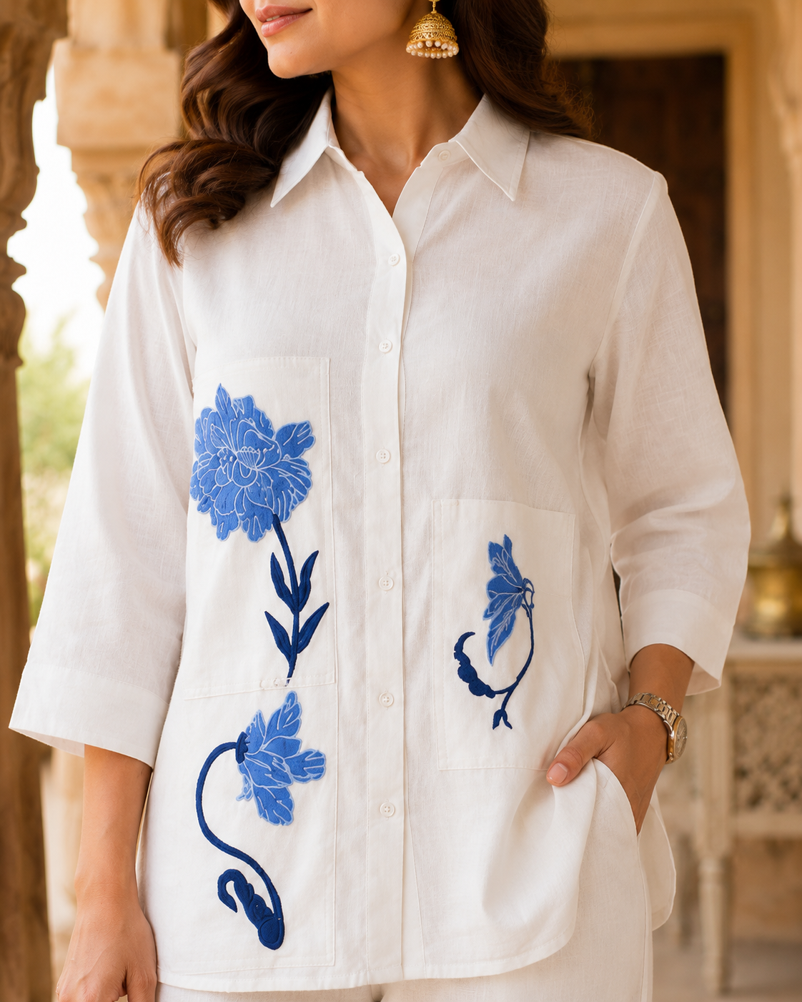 Peony Embroidery Co-ord Set