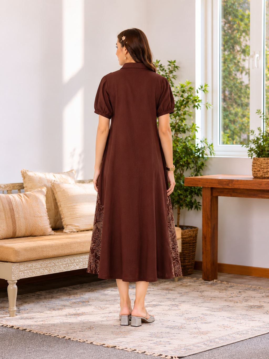 Nora Brown Embroidery Dress