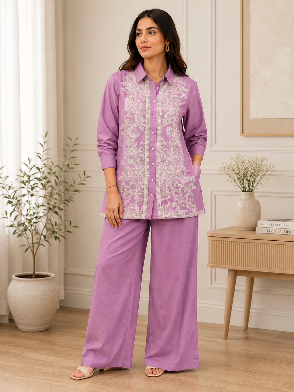 Amisha Pink Embroidery Co-ord set