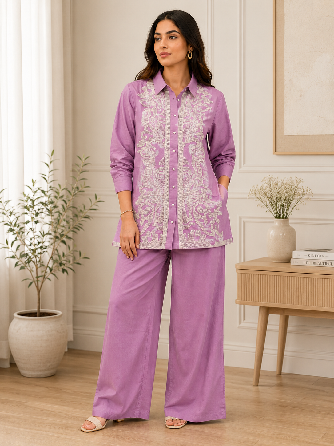 Amisha Pink Embroidery Co-ord set