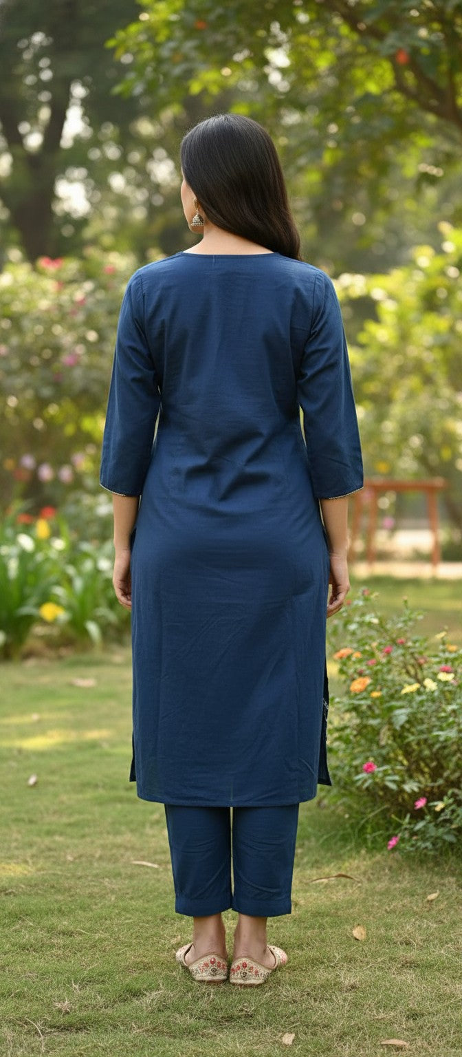 Clara Blue Embroidery Kurta Set