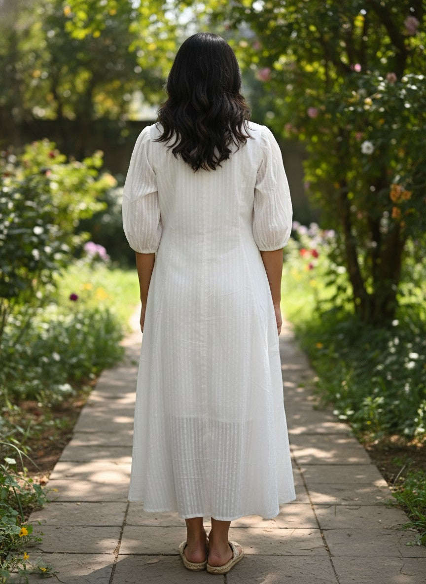 Shreya White Embroidery Dress