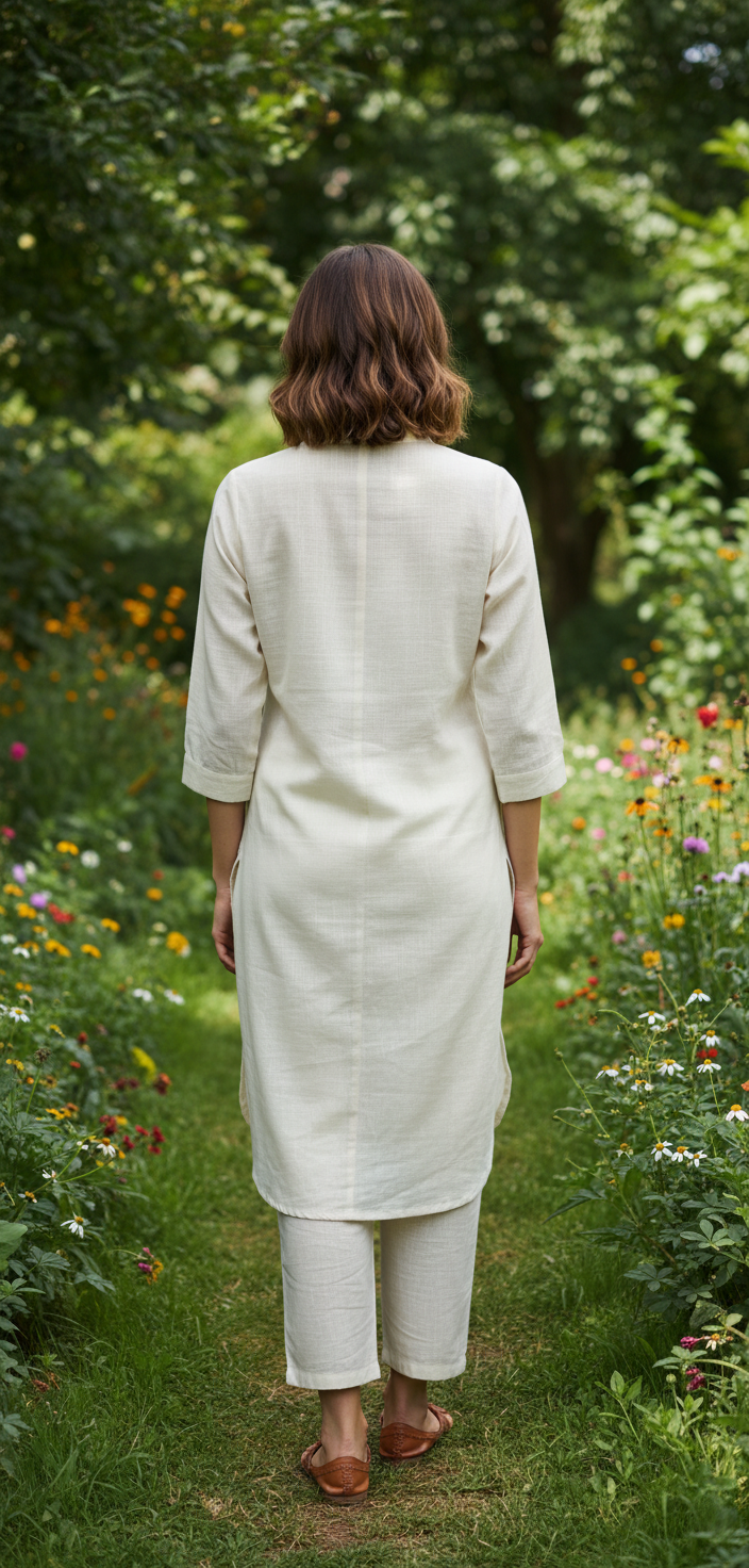 Salon White Embroidery Kurta Set