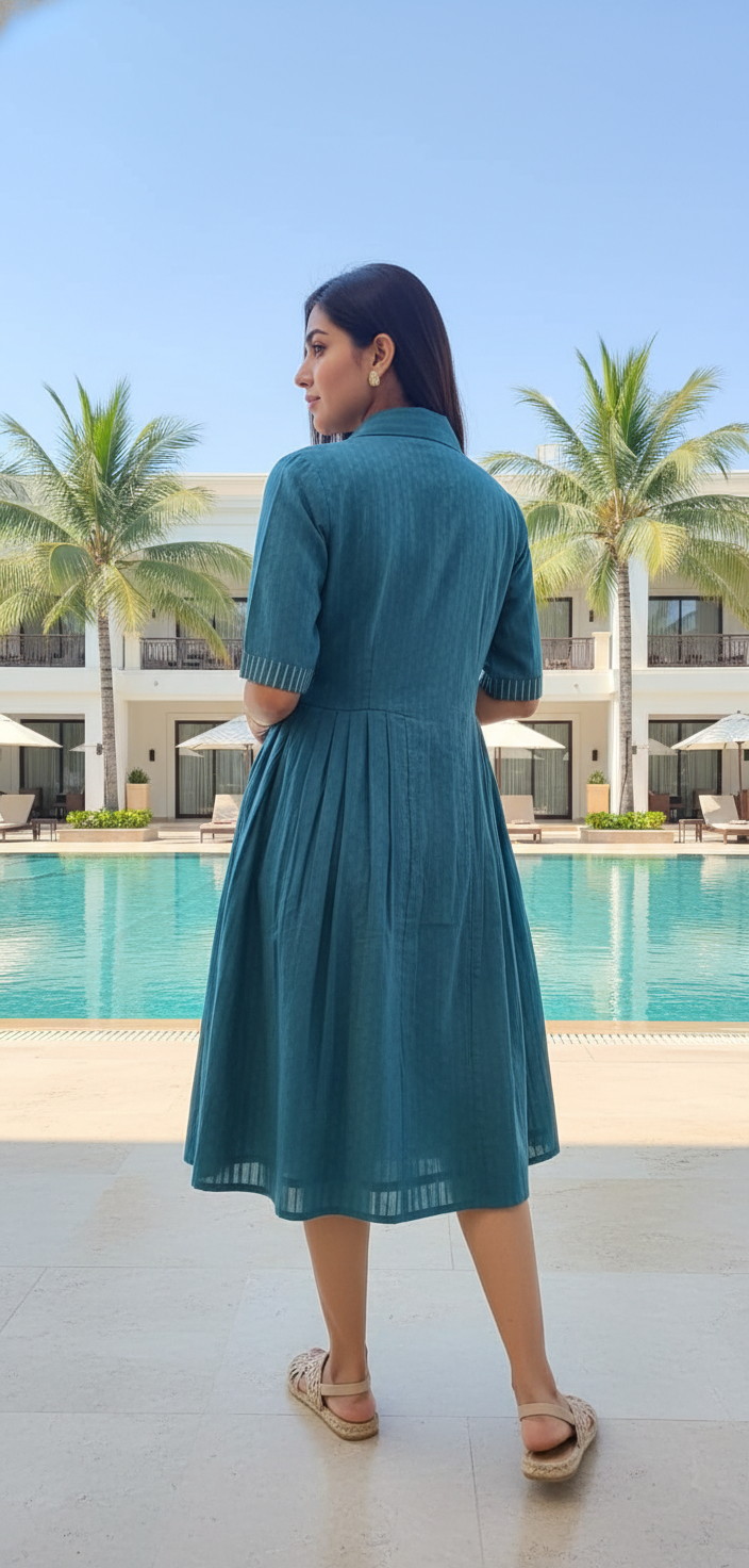 Tate Teal Green Embroidery Dress