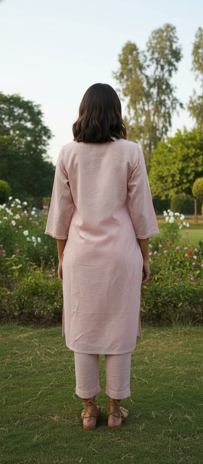 Ramjones Pink Embroider Kurta Set