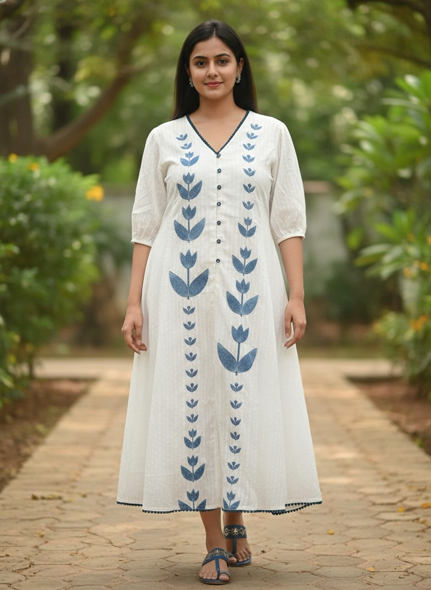 Shreya White Embroidery Dress