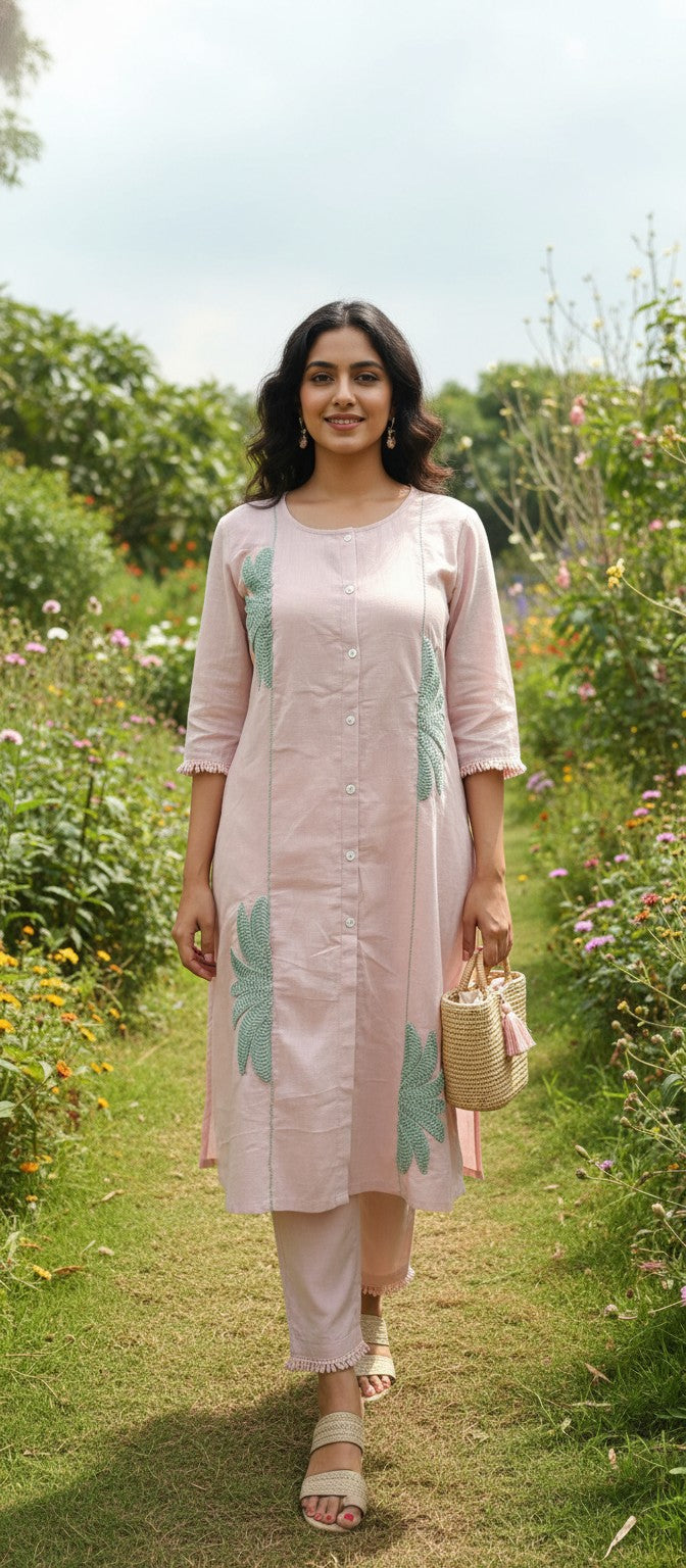 Ramjones Pink Embroider Kurta Set